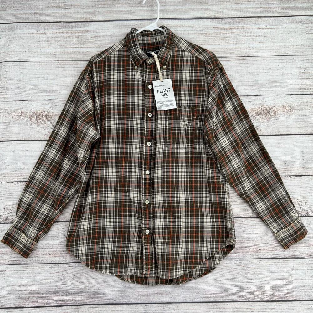Vintage Ralph Lauren Jeans Co. Plaid Button Down Flannel Shirt Men's S Green‎